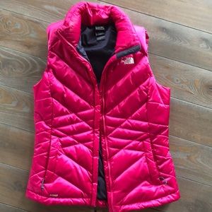 The North Face down vest size small pink gray